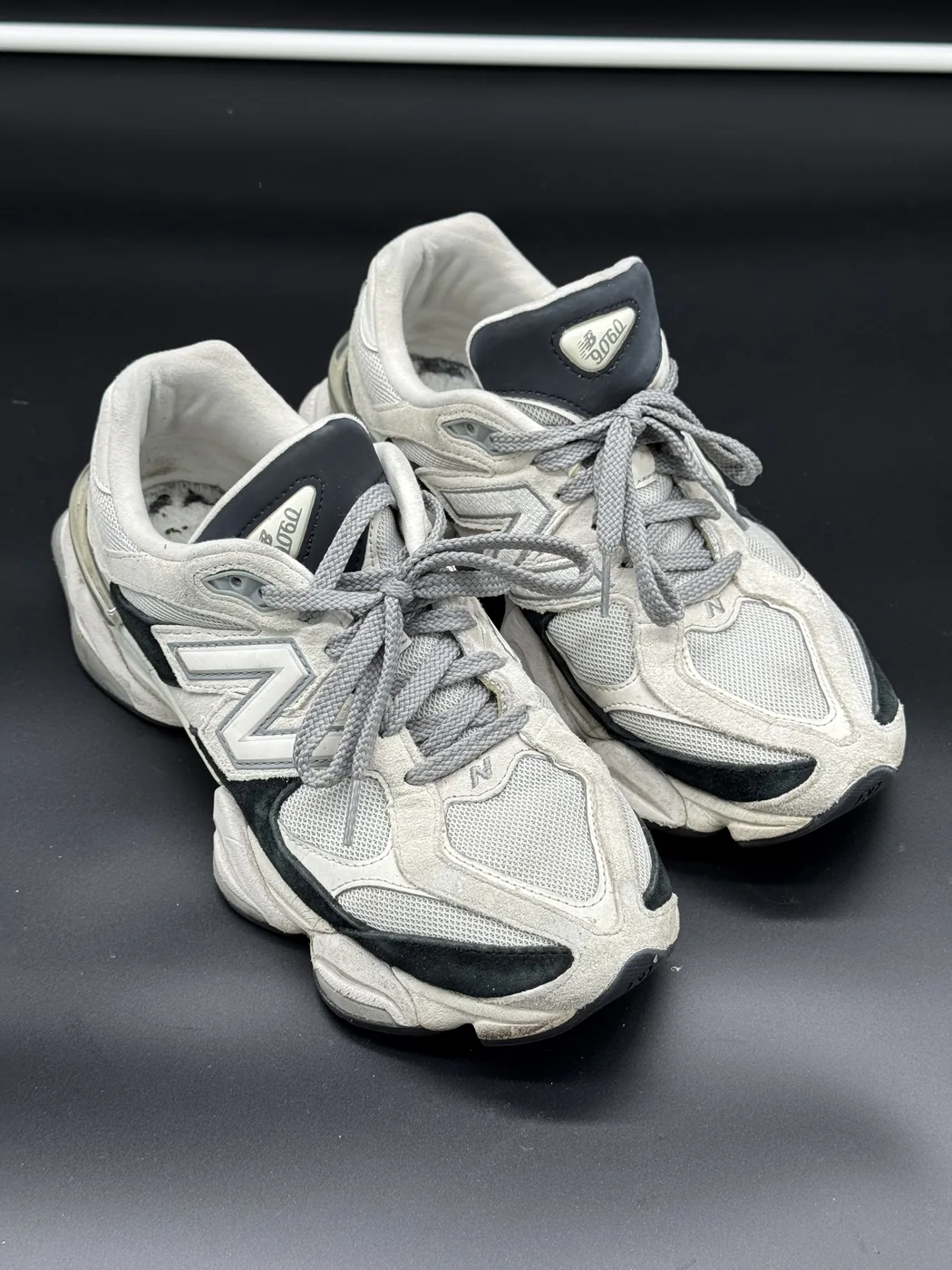 Silver New Balance before sneaker cleaning