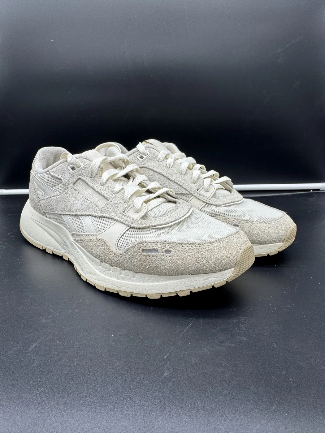 White retro runner before and after DRIP Sports sneaker cleaning - after
